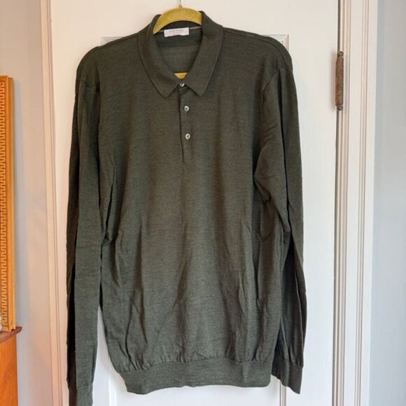 Gran Sasso Italian Wool-Silk Sweater | Dark Olive Green | Fits Like Men’s XL - Picture 1 of 7